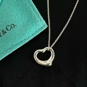 Tiffany & Co. Elsa Peretti 16mm Open Heart Pendant Necklace in sterling silver